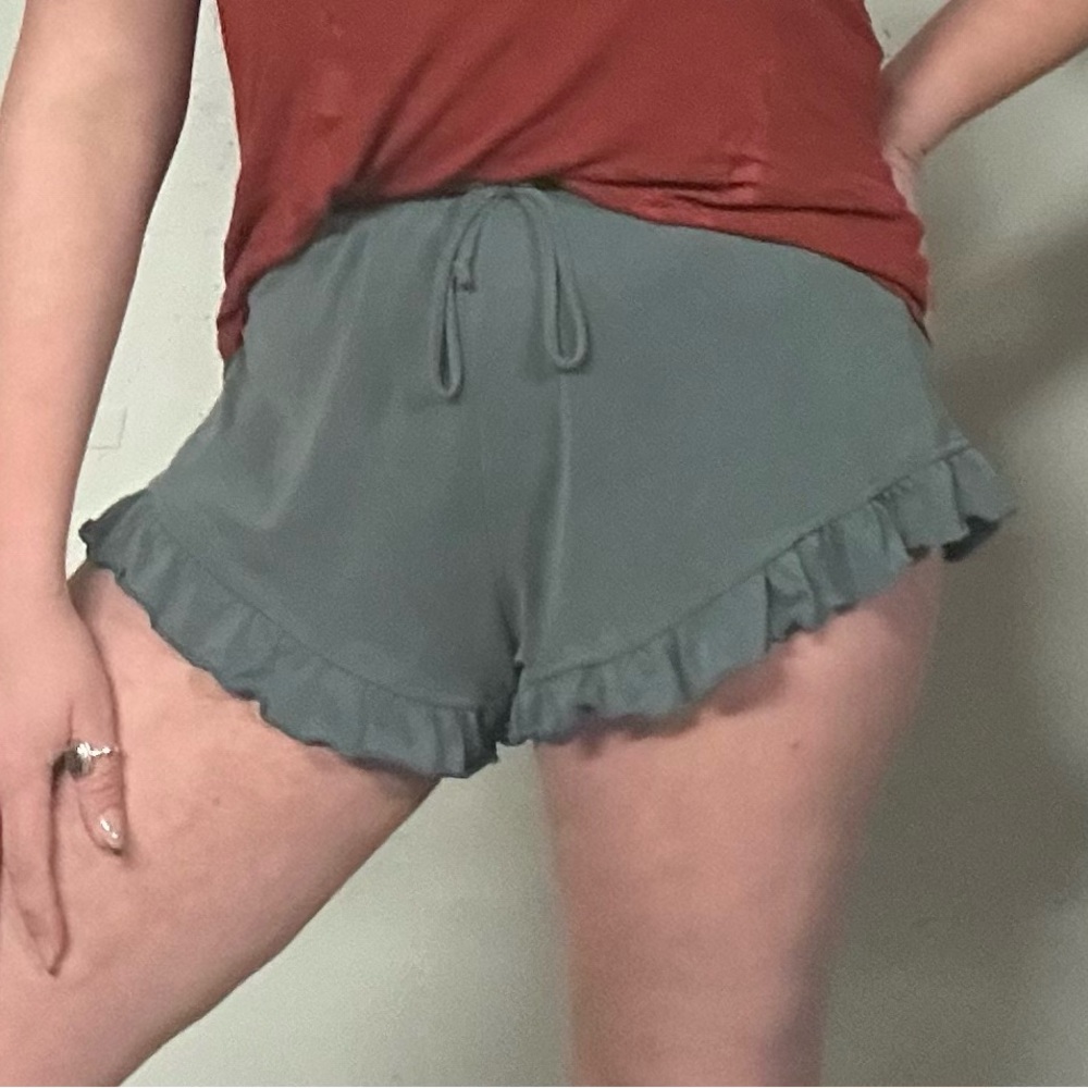 Lulu's Gray Ruffle Hem Athletic Shorts